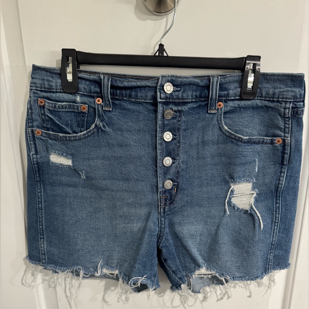 GAP Blue Distressed Jean Shorts